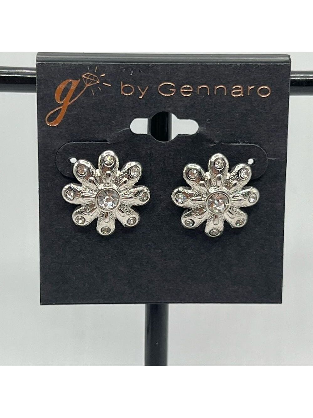 G by Gennaro Dangle Earrings Floral  Post Silver